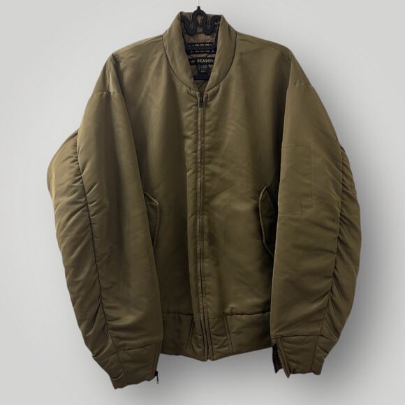 Yeezy Season 1 Adidas Nylon Bomber Jacket Men's Size L Olive Green Kanye West